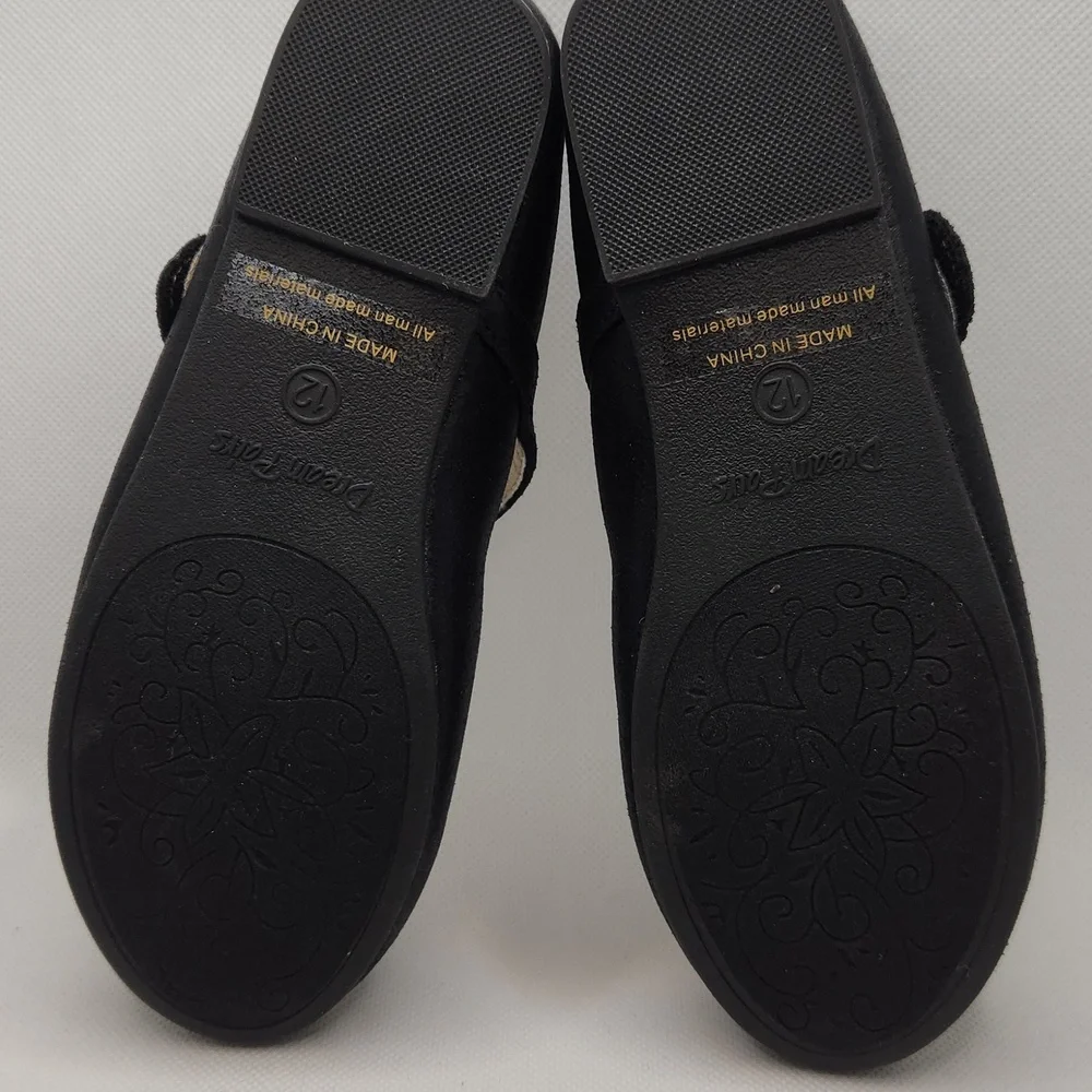 DREAM PAIRS Mary Jane Shoes Heart Rhinestone Front Bow Ballerina Flats Size 12